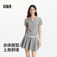 森马(Semir)套装女短款假两件上衣松紧腰伞裙2025夏季时尚两件套107425117002