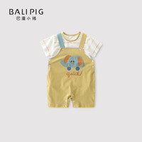 巴厘小猪女童背带裤套装洋气宝宝短袖衣服婴儿夏季薄款儿童两件套男童夏装