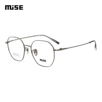 MUISE 眼镜框MSA077 C03全框超轻钛镜架男女款枪色1.6万新防蓝光镜片