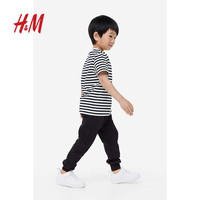 H&M童装男童裤子秋季休闲松紧带保暖重磅运动裤慢跑裤卫裤0743530 黑色004 120 53