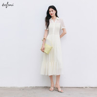 伊芙丽(eifini)【天鹅裙】伊芙丽设计感雪纺衬衫连衣裙女2025夏季新款鱼尾蛋糕裙 短袖版 115-130斤