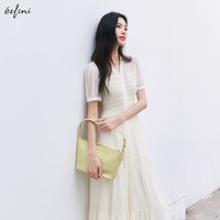 伊芙丽(eifini)【天鹅裙】伊芙丽设计感雪纺衬衫连衣裙女2025夏季鱼尾蛋糕裙 米白 短袖版 L 130-145斤