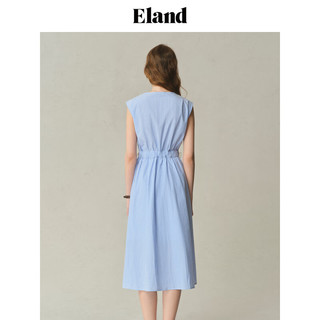 ELAND【100%棉】衣恋连衣裙女x形V领开门襟无袖裙子2025夏季新款 (51)L/Blue