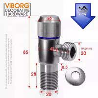 域堡 VIBORG KS-A17sL. 三通角阀 304不锈钢 4分 蓝冷水