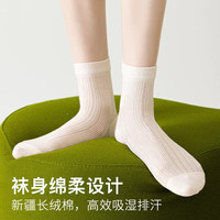 卡拉美拉 夏季薄款女袜网眼棉袜纯色百搭舒适透气袜子芭蕾风休闲袜 奶白5双