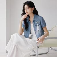 香影 X.YING2025夏装吊带连衣裙两件套女气质牛仔短外套裙子套装