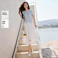 香影 X.YING2025夏装清纯白月光穿搭裙子垂感刺绣镂空绝美a字半身裙