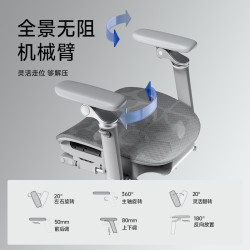爱果乐 人体工学 电脑椅 V3 Ultra-雾银灰 脚托款 Ultra-暗影黑 玫瑰椅