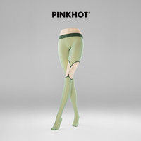 PINKHOT开山之作【醉玲珑】粉色钻链不对称镂空超薄黑丝袜小众绿色无缝裆 绿色 白钻 1条 均码 身高≤168cm，体重≤60kg