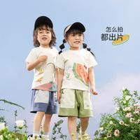 aqpa儿童T恤纯棉男女童短袖宝宝上衣夏装洋气套头衫