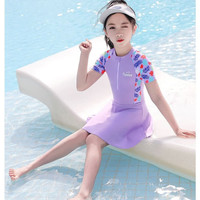 佑游儿童泳衣女孩2025夏可爱宝宝中大童短袖连体泡温泉游泳衣套装 粉色+泳圈【赠打气筒】 2XL （身高115-125CM45-55斤