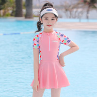 佑游儿童泳衣女孩2025夏可爱宝宝中大童短袖连体泡温泉游泳衣套装 紫色2件套【泳衣+布泳帽】 5XL (身高145-155CM80-95斤