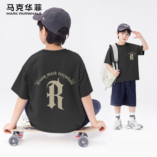 马克华菲男童短袖T恤夏装2025衣服男孩半袖纯棉儿童上衣夏季 m哥特K-m哥特_背黑 150
