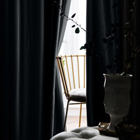 米华 窗帘 遮光简约纯色遮阳布成品 灰色挂钩式2.5米宽*2.4米高单片装 【莫奈→高级灰】2.5宽*2.4高1片