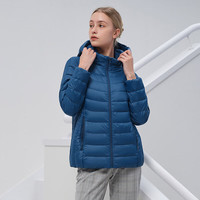 坦博尔轻薄羽绒服女宽松可脱卸帽女士轻薄羽绒外套TD216236 古韵蓝 170 