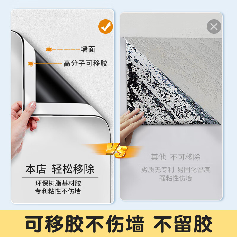 齐富50*60cm白板墙贴磁性家用可移除不伤墙自粘涂鸦墙面磁吸画板儿童小黑板贴墙画画教学可擦软白板