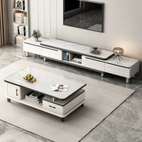 木空玻璃茶几北欧轻奢客厅家用小户型茶台简约现代办公室泡茶桌子 【钢化玻璃茶几】100CM白石纹色 组装