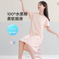 【100%纯棉】可外穿柔软亲肤印花圆领宽松女家居裙女睡裙
