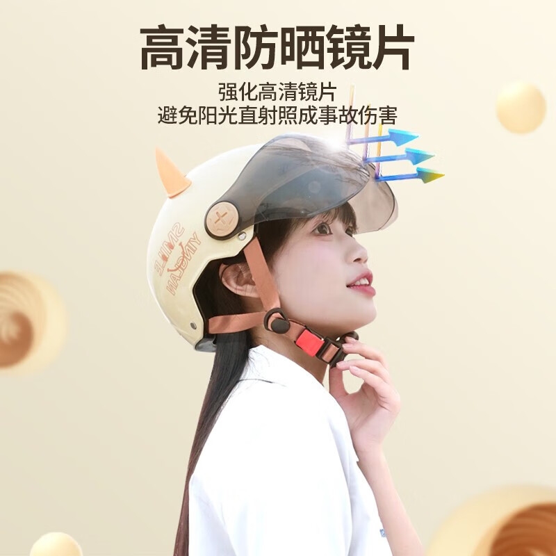 营缆AeroZen2.0Ultra可爱头盔电动车女男3c认证防晒防紫外线夏季半盔 【A-Zen风循 2.0Ultra】双镜粉+护耳 高透长镜