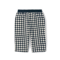 千趣会 SENSHUKAI童装男童女童裤子夏季中裤清爽日系休闲纯棉五分裤儿童裤子 黑灰色(格纹) 90 cm