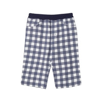 千趣会 SENSHUKAI童装男童女童裤子夏季中裤清爽日系休闲纯棉五分裤儿童裤子 蓝白格纹 150 cm