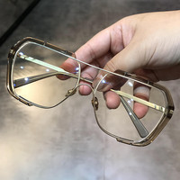 简丹 眼镜框可配度数学生青年商务办公室男女大脸大框复古透明近视眼镜 DY006茶色 单镜框+模型镜片