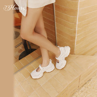 73Hours女鞋椰椰奶冻2025新款透气休闲鞋厚底拼接纯色圆头老爹鞋