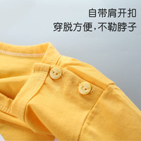 贝婴初（BEIYINGCHU）儿童短袖套装纯棉夏季宝宝衣服韩版女童夏装T恤男童服装童装 深黄英文字母 120