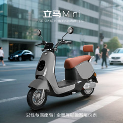 立马电动车 MINI 电动摩托车80KM超长续航60V20Ah铅酸电池电动车1200W电机 海岸灰