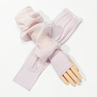 上海故事女款冰袖两穿指洞高倍防晒开车防太阳户外手套护臂亲肤袖套母亲节 浅紫