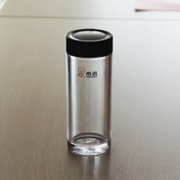 希诺塑料杯耐摔随手杯儿童防摔PC杯子男女士车载便携户外运动水杯 黑色 250ml