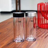 希诺塑料杯耐摔学生随手杯儿童防摔PC杯子男女士车载便携户外运动水杯 银白 250ml