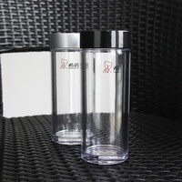 希诺塑料杯耐摔随手杯儿童防摔PC杯子男女士车载便携户外运动水杯 黑色 180ml