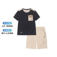 【速干科技+丝光汗布】儿童24年夏季长绒棉男童跑步运动套装