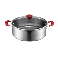 爱仕达（ASD） 火锅304不锈钢火锅家用厨房汤锅涮锅一锅多用燃气明火电磁炉通用 晶纹防粘清汤火锅 30cm