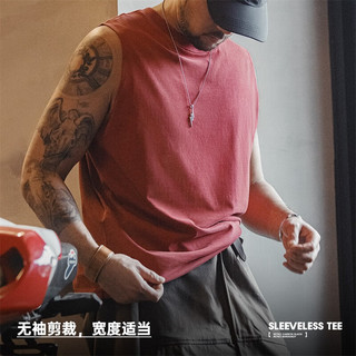马登工装 美式复古做旧纯棉背心 旧酒红 L