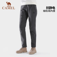 CAMEL骆驼户外冲锋裤男女春秋保暖防风防泼水软壳裤加绒战术登山休闲裤 【防风保暖】冰晶灰，女，A1W1VV126 M