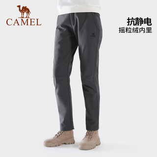 CAMEL骆驼户外冲锋裤男女春秋保暖防风防泼水软壳裤加绒战术登山休闲裤 【防风保暖】冰晶灰色，女，A23CA6J034 L