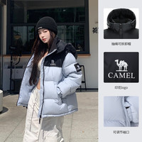 骆驼(CAMEL)羽绒服女冬季新款热反射升温保暖加厚连帽面包服短款外套 734CA6B605D,,男女同款