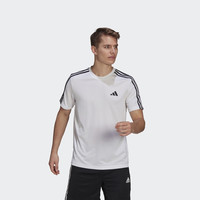 adidas速干舒适训练运动上衣圆领短袖T恤男装夏季阿迪达斯   白   XS