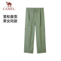 骆驼（CAMEL）冰感防晒休闲工装裤子男女同款速干运动 J35BA6L6052 湿地绿 L 【女】6052，湿地绿