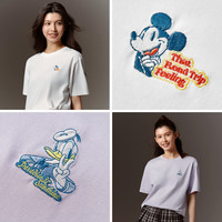 森马（Semir）迪士尼短袖t恤女中长款宽松圆领上衣25夏凉感打底衫109325100025 本白10102 2XL