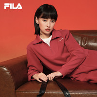 杨幂同款 FILA叕运蛇斐乐女子套头卫衣2025春红色新年翻领 节奏红-PK 185/100A/XXXL