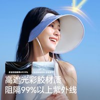 伯希和空顶防晒帽女夏季户外防紫外线黑胶大帽檐可折叠全脸遮阳帽