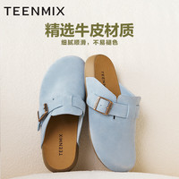 天美意女勃肯鞋一字拖鞋2025夏 KK061CH5杏色（女款） 34 女款杏色包头拖（精选牛皮）