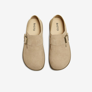 移动端、京东百亿补贴：百思图 【牛皮全包勃肯鞋】复古平跟宽楦薄底休闲女鞋D3062BH5