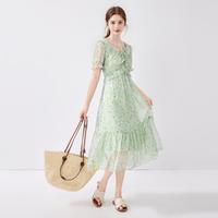 【夏日裙装】法式荷叶边V领连衣裙气质小个子碎花裙