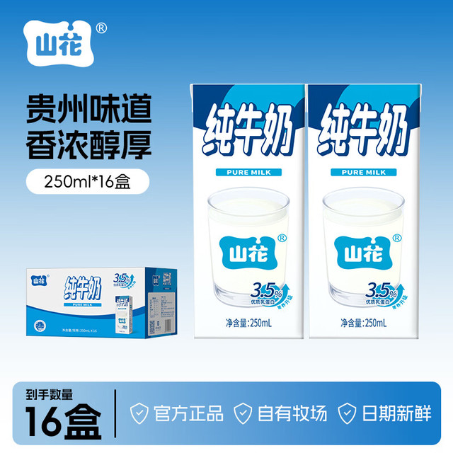 山花 纯牛奶 250ml*16盒