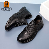 老人頭(LAORENTOU)皮鞋男鞋时尚运动健步鞋春秋真皮透气舒适休闲鞋 LA11506 黑 41
