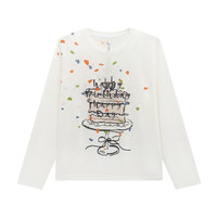 Basic House/百家好美式复古涂鸦T恤夏季流行圆领打底衫上衣